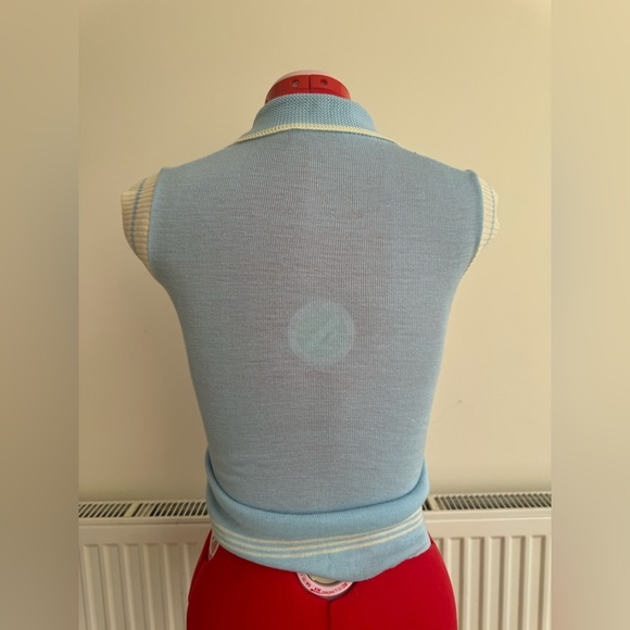 Vintage Baby Blue Tennis Polo Top - Picture 3 of 3
